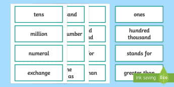 Year Five Numeracy Vocabulary Word Cards - Numbers and the Number System - word cards, numeracy words, numeracy vocabulary, word flash cards, key words