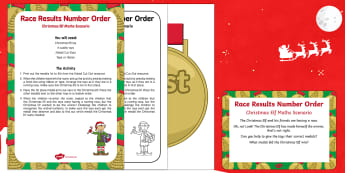 Race Results Number Order Christmas Elf Maths Scenario
