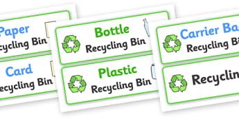 Recycling Box Labels - Recycling, recycling box, label, labels, eco School, Eco, Recycle, environment, recyling, eco class, recycling posters, A4, display, turn off, lights, computer, paper, electricity, saving
