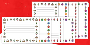 Christmas Page Border (Landscape) - Christmas, xmas, Happy Christmas, tree, advent, nativity, page border, border, writing template, writing aid, santa, father christmas, Jesus, tree, stocking, present, activity, cracker, angel, snowman,