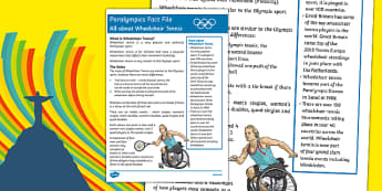 Rio Paralympics 2016: All About Wheelchair Tennis Fact File