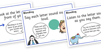 Blending Posters - blending, literacy, english, words, sounds