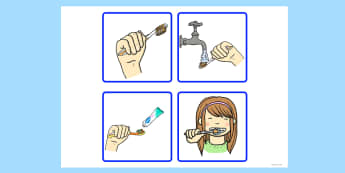 Sequencing Cards Brushing Teeth - sequencing, cards, teeth, brush