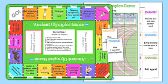 Ancient Olympics Boardgame - olympics, ancient olympics, ancient greece, greeks, olympics board game, history board game, olympics game, ks2 history game