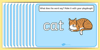 CVC Word Playdough Mats (a) - CVC, CVC word, playdough mat, playdough, three phoneme words, three sound words, consonant vowel consonant, words, three letter words, letters and sounds, DfES letters and sounds