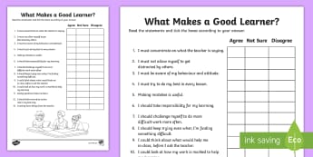 KS2 What Makes a Good Learner? Survey Activity - strategies for learning, attitude, all about me, how to learn, questionnaire