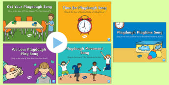 Playdough Play Songs and Rhymes PowerPoints Pack - Playdough Play, dough disco, finger gym, fine motor skills, physical development.