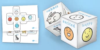 Animals And Emotions Dice Nets - Animals, Emotions, Dice, Game