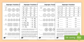 Improper Fractions Activity Sheet - Math, Improper Fractions, Mixed Numbers, Fraction Conversions, worksheet, Fractions, Fraction Word P