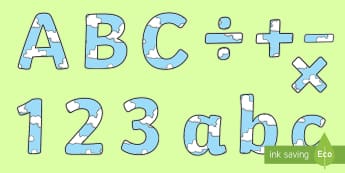 Cloud Themed Display Letters and Numbers Pack - Proud Cloud, Display Lettering, number, symbols, punctuation, letters