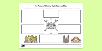 Places of Worship Topic Research Map - research map, worship