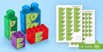 Number Beanstalk to 10 Connecting Bricks Game - EYFS, Early Years, KS1, Connecting Bricks Resources, duplo, lego, plastic bricks, building bricks, l
