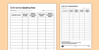 GCSE German Speaking Test Sequence Template - GCSE, Speaking, Exam, Test, Admin, Template