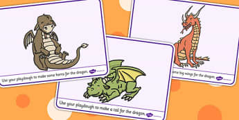 Dragon Playdough Mats - dragon, playdough mat, playdough, mat