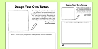Design Your Own Tartan Activity Sheet - cfe, design, tartan, activity, scottish, worksheet