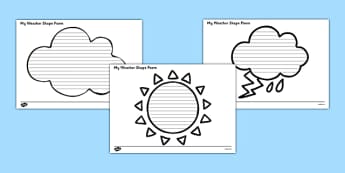 Weather Shape Poetry - seasons, shape poem, poems, poem, template