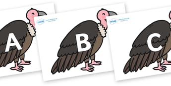 A-Z Alphabet on Vultures - A-Z, A4, display, Alphabet frieze, Display letters, Letter posters, A-Z letters, Alphabet flashcards