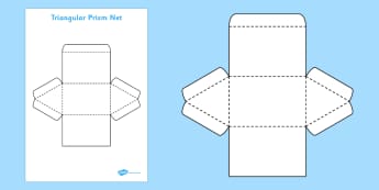 3D Net for Triangular Prism - triangular prism, net, shape, 3D, 3D shape, net, triangular prism