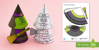 Simple Halloween 3D Witch Activity Paper Model