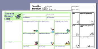 EAL Transition Handover Sheet to a New Class - eal, transition