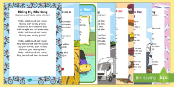 Transport and Travel Songs and Rhymes Resource Pack - Transport and Travel, car, boat, train, vehicles, singing, song time,  travel, transport, ship, bus,