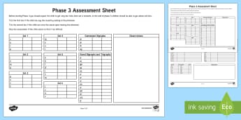 Phase 3 Phonics Letters and Sounds Assessment Sheets - phase 3, letters and sounds, DFE, phonics assessment, letters and sounds assessment, phase 3 anaylsis sheet, literacy, phonics, planning and assessment, checklists