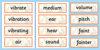 Year 4 Sound Scientific Vocabulary Cards - science, sounds, words