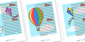Sky Themed Height Chart - education, home school, free, fun