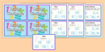 Numbers to 20 Maths Challenge Cards - numbers to 20, match, challenge, cards