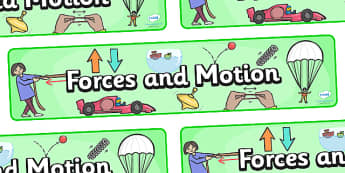 Forces and Motion Display Banner - Force, Movement, display, banner, sign, force, forces, gravity, push, pull, Magnet, friction, science, knowledge and understanding of the world