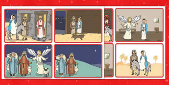 The Christmas Story Sequencing 4 per A4 blank - christmas story, sequencing, blank
