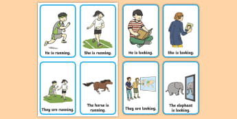 Verb Action Flash Cards Present Tense - verb, action, flashcards