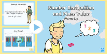* NEW * Year 1 Number Recognition and Place Value Warm-Up PowerPoint - maths, KS1, number, place value, more than, less than, equals, equal to, greater than, counting, cou