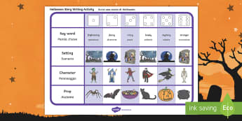 Halloween Story Writing Ideas Activity English/Italian - Halloween, october, festival, autumn, celebration, spooky, ghosts, witch, zombies, EAL