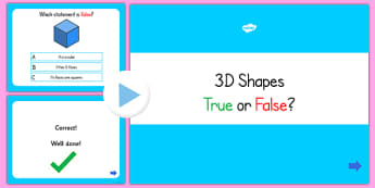 3D Shapes True or False PowerPoint Quiz - 3D shape, shape, quiz