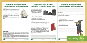 Pirate Ships Sound Story Summative Writing Activities Lesson Ideas - writing, assessment, pirate ships, sound story, sound stories, diary, story, descriptive, writing, a