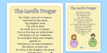 The Lord's Prayer Display Posters - Church, Christian, Lord's prayer, prayer, God Jesus, display banner, sign, posters, minister, Vicar, bible, bells, organ, Sunday, cross