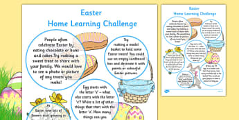 EYFS Easter Home Learning Challenge Sheet Reception FS2 - EYFS planning, early years activities, homework, festival