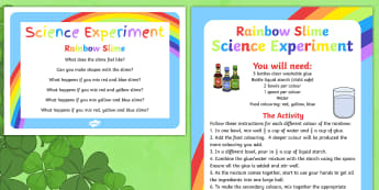 Rainbow Slime Science Experiment - St Patricks Day, Rainbow, Colours, rainbow slime, science, experiment
