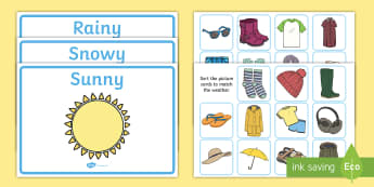 Weather Clothes Sorting Activity - clothes sorting activity, weather and the seasons, clothes, weather, seasons, clothes sorting, weather conditions
