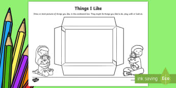 EYFS Things I Like Activity Sheet - back to school, first week back, all about me, likes, preferences, worksheet