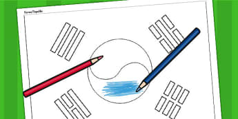 Korea Republic A4 Colouring Flag - geography, country, colour in