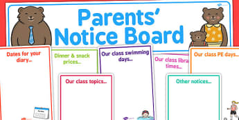 Editable Parents' Notice Board Pack - Parent Notice Board, Notice Board, Notice Display, Parents, Display, Notices, Parents' Information, Information
