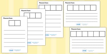 Phoneme Frames - Phoneme Frames printable, phoneme frame, phoneme, phonemes, Segmenting, DfES Letters and Sounds, Letters and sounds, KS1 Literacy, Phase one, Phase 1, Phase two, Phase 2, Phase three, Phase 3, segmenting, word frames
