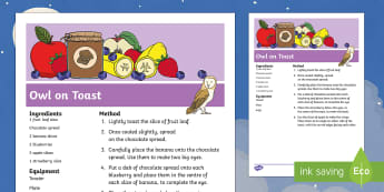 Owl on Toast Recipe - Whatever Next, Jill Murphy, owl and pussycat, the gruffalo, the gruffalo's child, owl babies, meg a