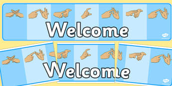 British Sign Language Fingerspelling Welcome Display Banner