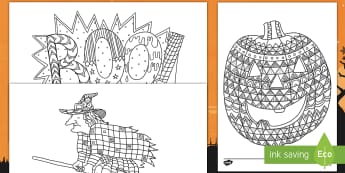 Halloween Themed Coloring Mindfulness Activity Sheets - Halloween, coloring, mindfulness, art, activity sheets, worksheets