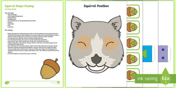 Squirrel Shape Posting Busy Bag Resource Pack for Parents - Woodland, Woods, Forest, Dice, Number, Shape, Animals, Squirrel, 