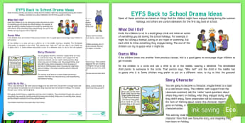EYFS Back to School Drama Teaching Ideas - group activities, foundation stage, after the holidays, mime, new class, new year