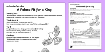 A Palace Fit for a King Activity Sheet, worksheet